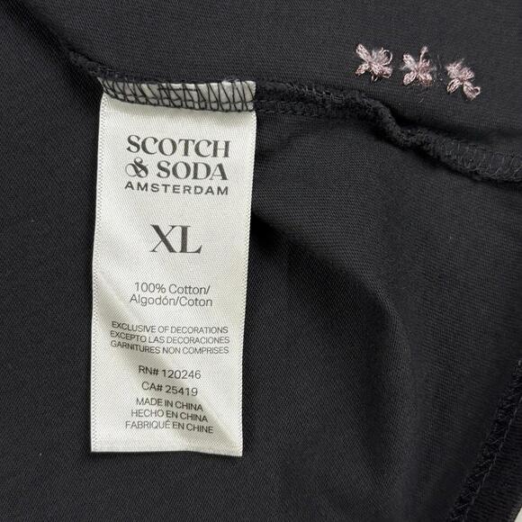 NWT Scotch & Soda Amsterdam Euro Graphic Flower T-Shirt Black Women Sz XL $48 - Picture 5 of 9